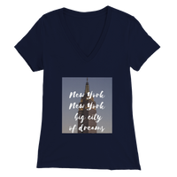 New York New York V-Neck Fitted T-shirt Navy Blue