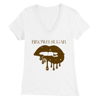 Brown Sugar Womens fitted V-Neck T-shirt